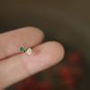925 Sterling Silver Mini Grandmother Green White Horse Eye Zircon Stud Earrings Sleeping No Need To Take Off Small Earrings