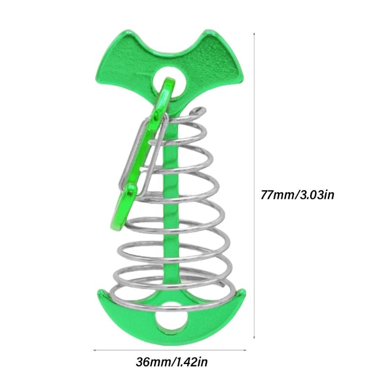 10Pcs Deck Anchors Peg Windproof Fish Bone Tent Stakes with Spring Buckles Wind Rope Anchors Camping Tent Peg Easy to Use
