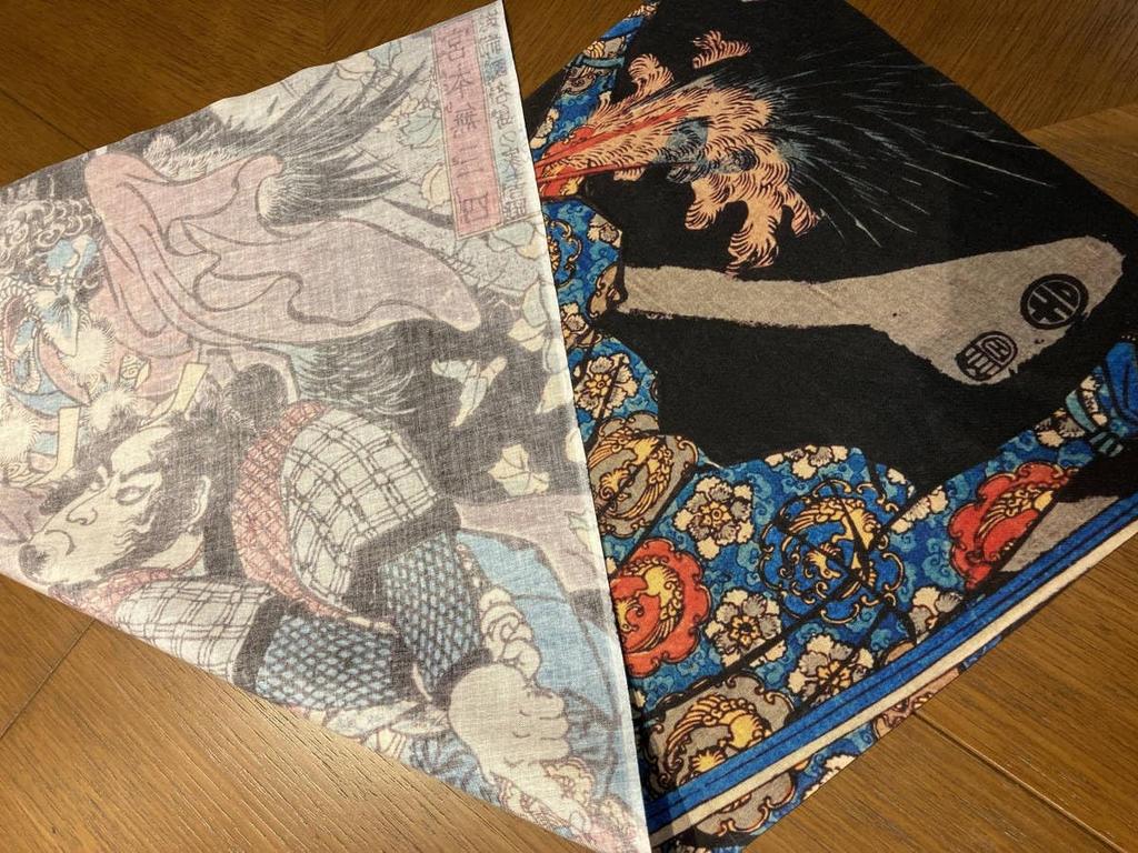 Hand Towel from Across the Utagawa and Miyamoto Musashi Ukiyo-e Ages, Kuniyoshi,