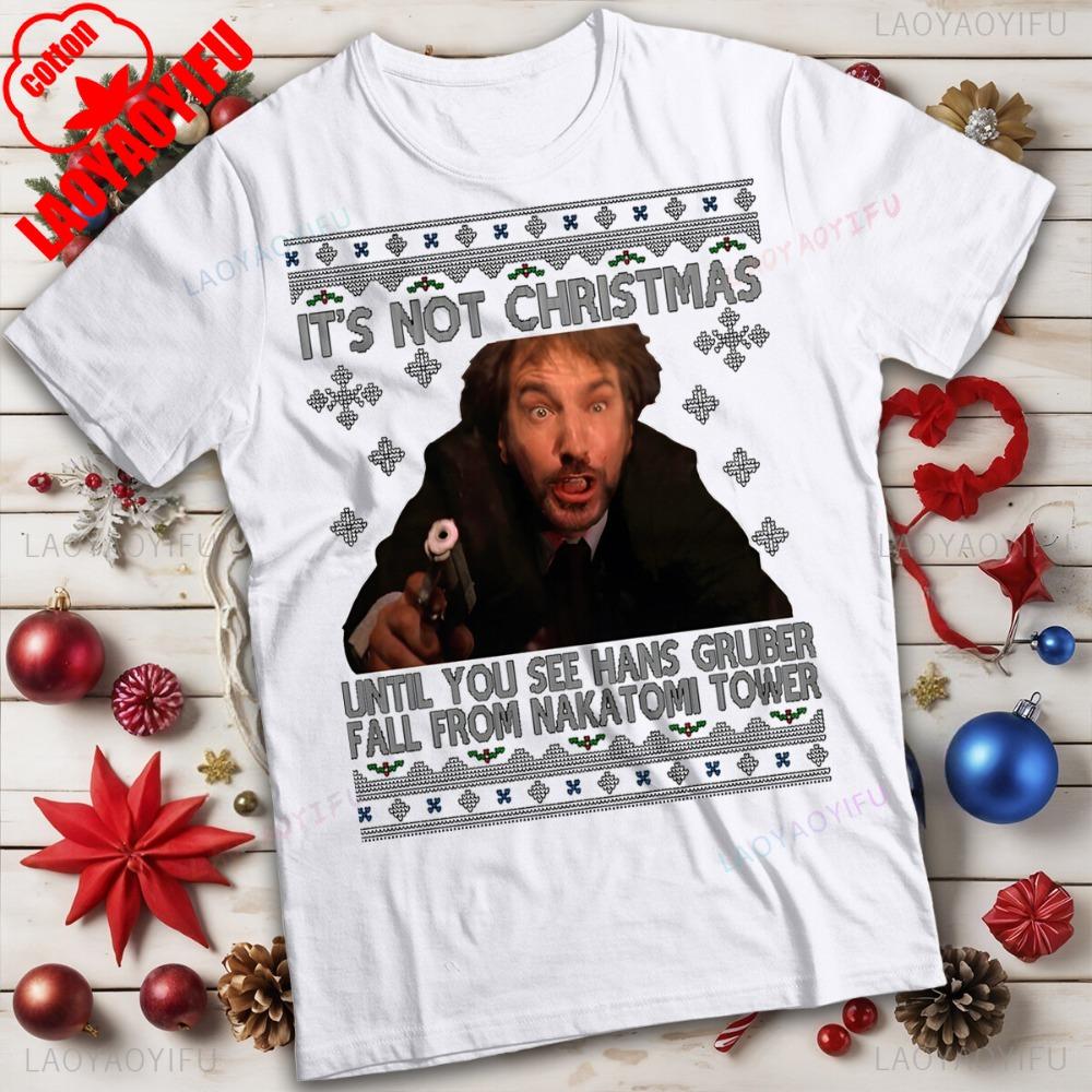 Die Hard Christmas T-Shirt Funnyunisexandunisexs Tee O-neck Hot Sale Christmas Tops Classic Movie Printed Shirt Casual Cotton T