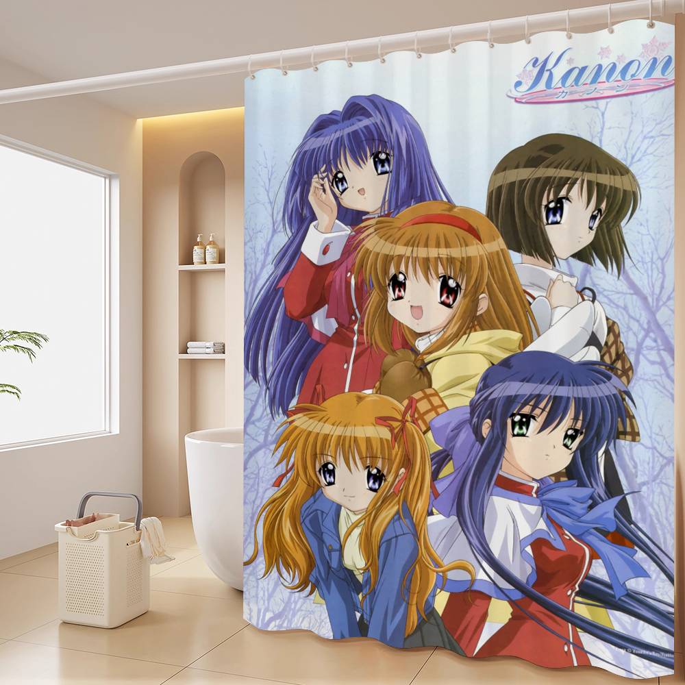 Retro Anime Kanon Girls Bathroom Shower Curtain Shielding Partition Shower Curtain Quick Dry Can Be Scrubable Light Opaque Bath