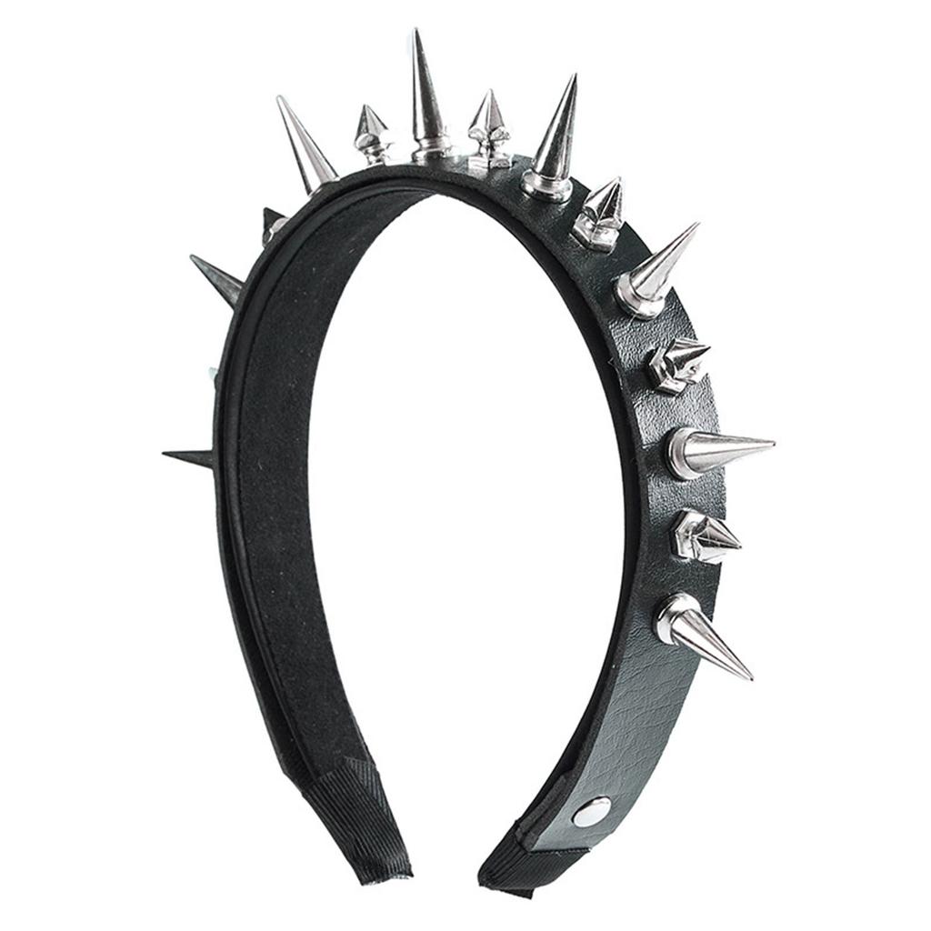 Rebellious Red Faux Leather Headwrap With Silver Spikes Punk Hair Accessories For Teens Adults Festivals