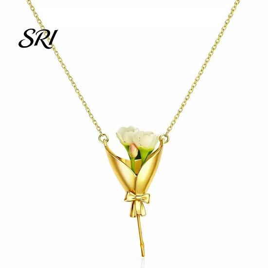 Gift for Mom Necklace DIY Bouquet Earrings Wearable Mini Vase Pendant Insert Real or Unique Flower Jewelry Dried Flowers Holder Grandma Wife