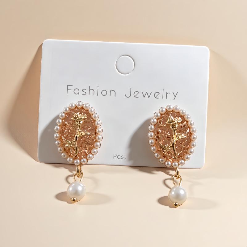 French Baroque Pearl & Purple Crystal Tulip Stud Earrings