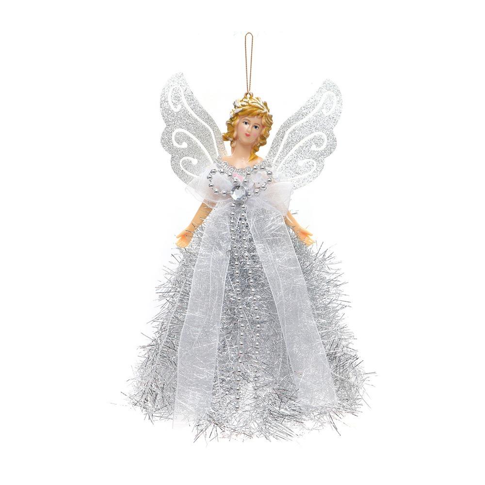 Glitter Christmas Angel Pendant with Shining Wings Hanging Angel Doll  New Year