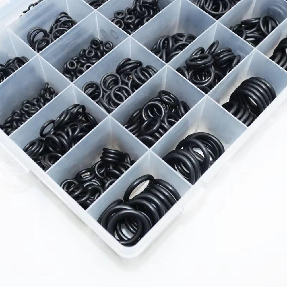 1500Pcs 24 Sizes Rubber O-Rings Gasket Sealing Waterproof Oil Resistance Car O-Ring Rubber Ring Kit Black with Storage Box