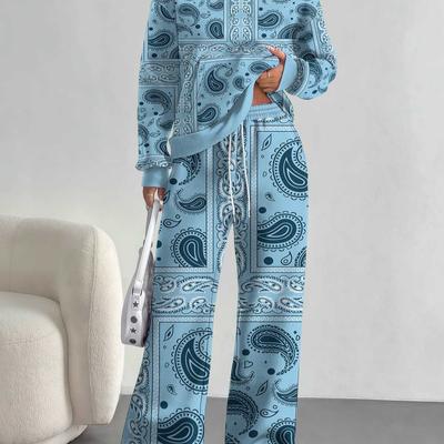 Vintage Pattern 1116 European and American Autumn/Winter Casual Long-Sleeve Set Women's Hoodie and Long Pants Two-Piece Set
