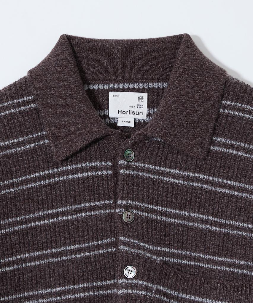 HORLISUN Casey Border Knit Pullover Melange Brown