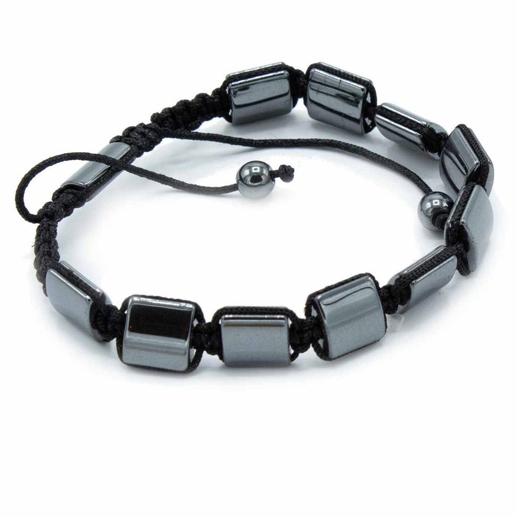 Magnetic Hematite Bracelet, Shamballa Double Cuboids