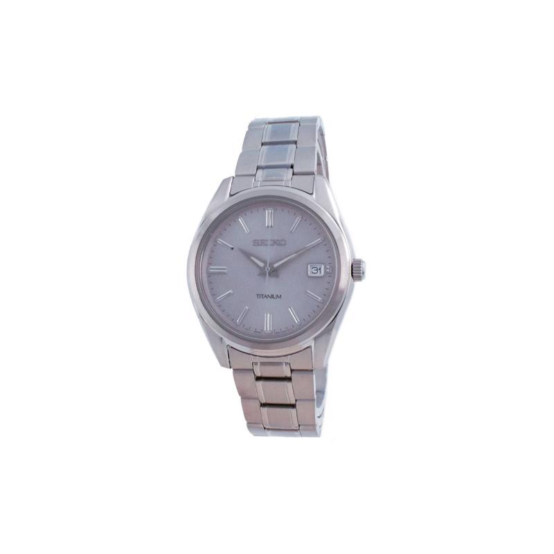 SEIKO 100 meters waterproof Quartz titanium strap 40mm men s watch white dial SUR369P синий