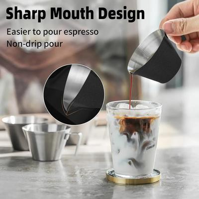 2025 Heißer Espresso-Messbecher Saucenbecher Espresso-Shot-Gläser 2oz Edelstahl Gießbecher für Tomatenteller