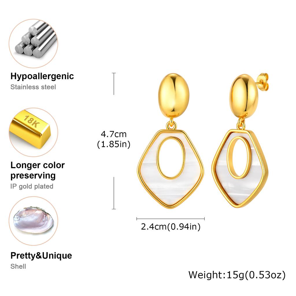 Irregular Geometric Stainless Steel Dangle Earrings for Women Hollow Rhombus Big Pendant Earrings Elegant Charming Jewelry