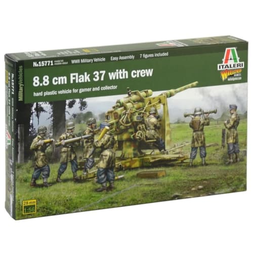

Platz Italeri 1/56 WWII Немецкая 8,8-см зенитная пушка Flack 37 с артиллерийским тягачом Пластиковая модель IT15771