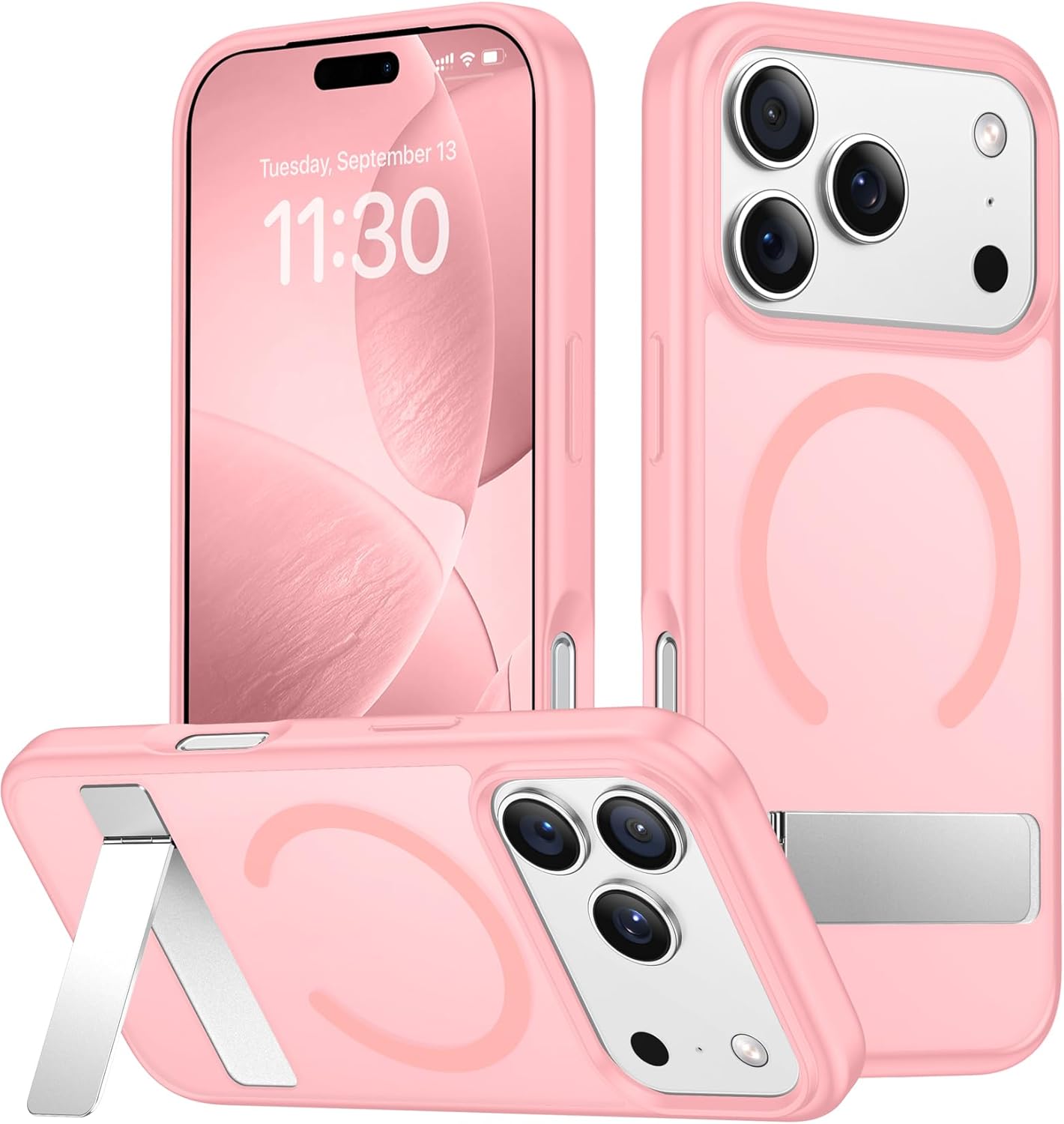 

Magnetic Mobile Phone Case with Stand for iPhone 16 17 Pro Max 15 14 Plus 13 12 Translucent Cover with Kickstand For iPhone 17 ProMax