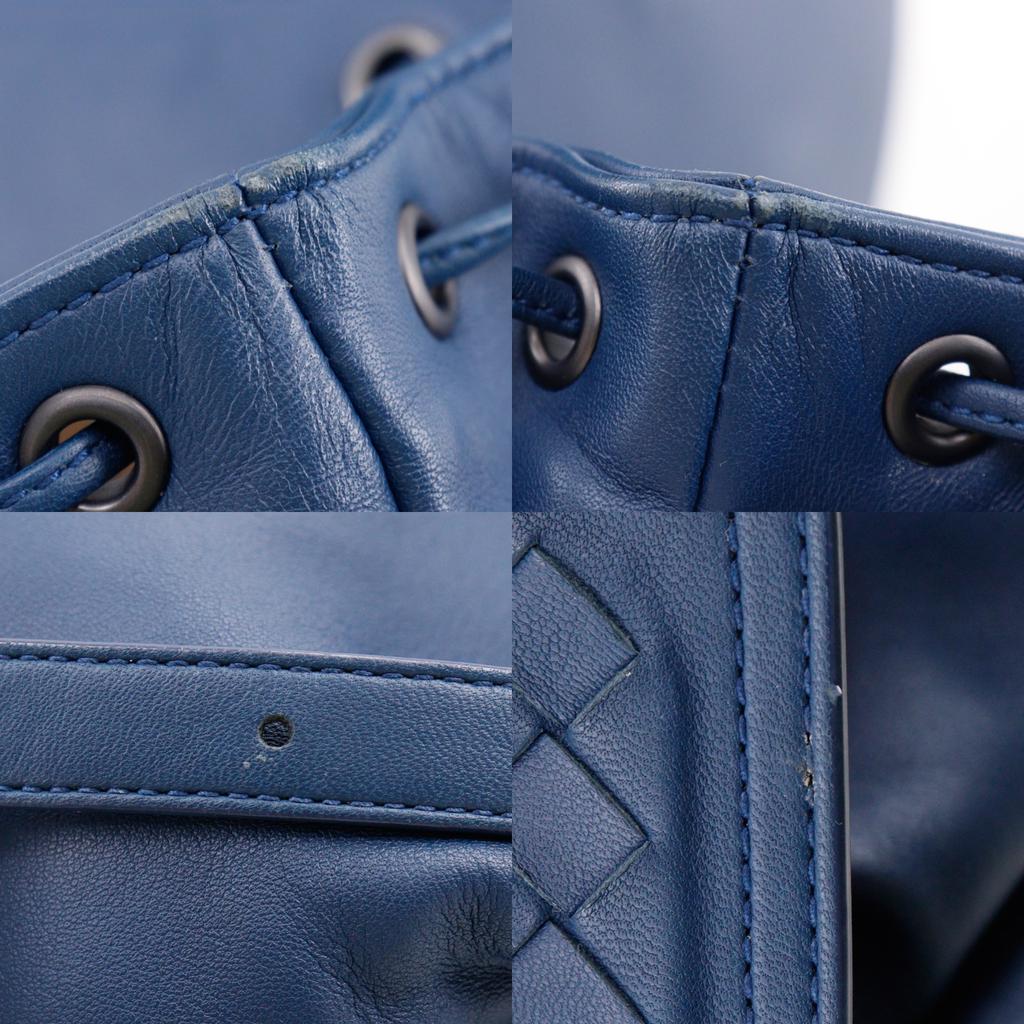 BOTTEGAVENETA Intrecciato Backpack Daypack Blue Calfskin Women Used