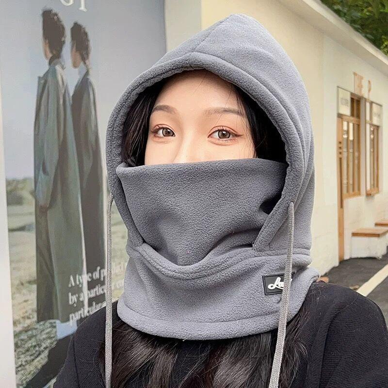 Outdoor warm hat couple winter velvet windproof ear protection mask hat scarf integrated cycling Lei Feng hat tide