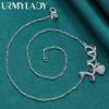 URMYLADY 925 Sterling Silver LOVE Heart Pendant Necklace For Women Wedding Party Fashion Charm Jewelry