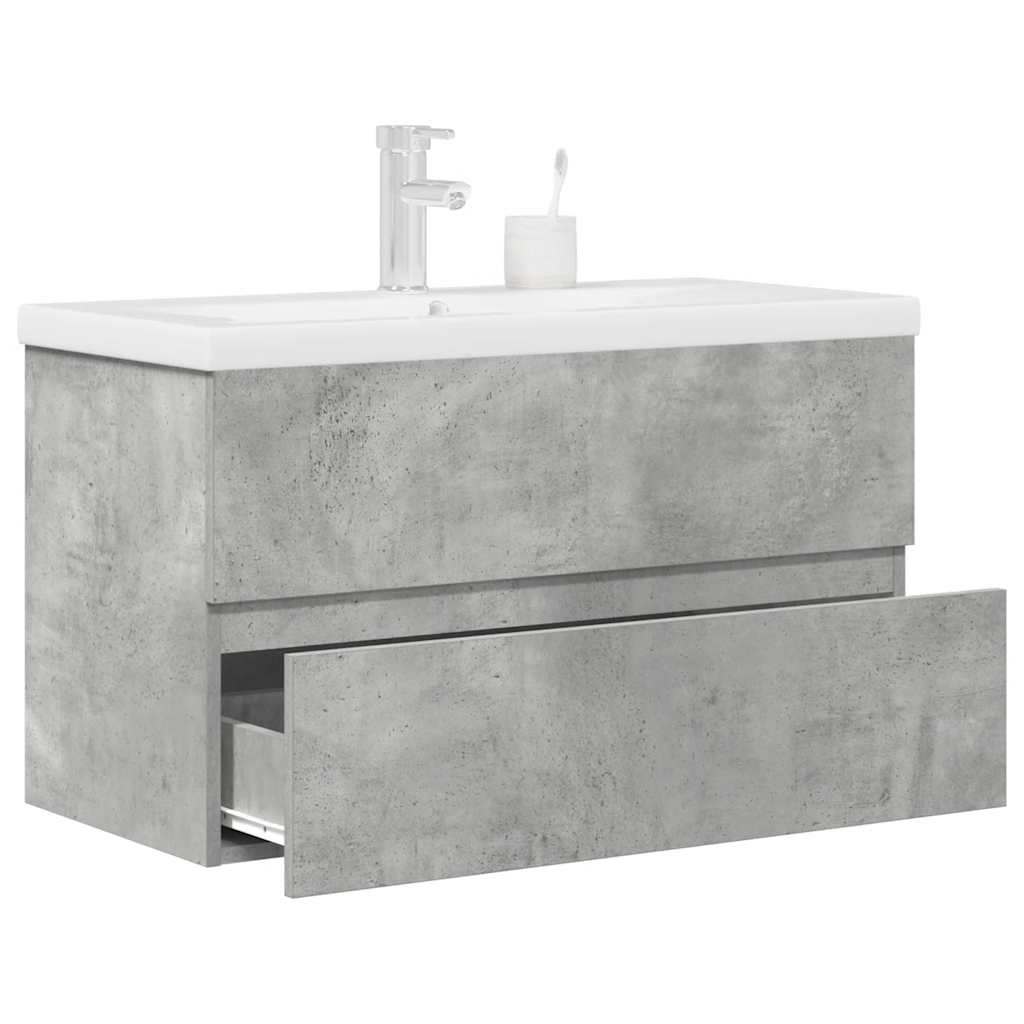 2 Piece Bathroom Furniture Set Concrete Grey Particleboard