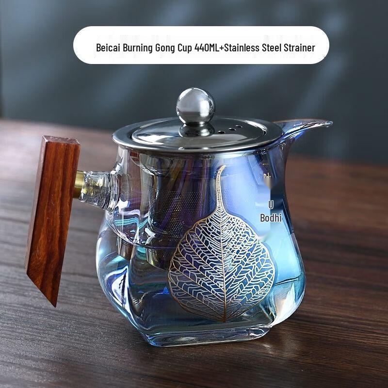 

Радужный чайник с глазурью в виде ракушки и деревянной ручкой