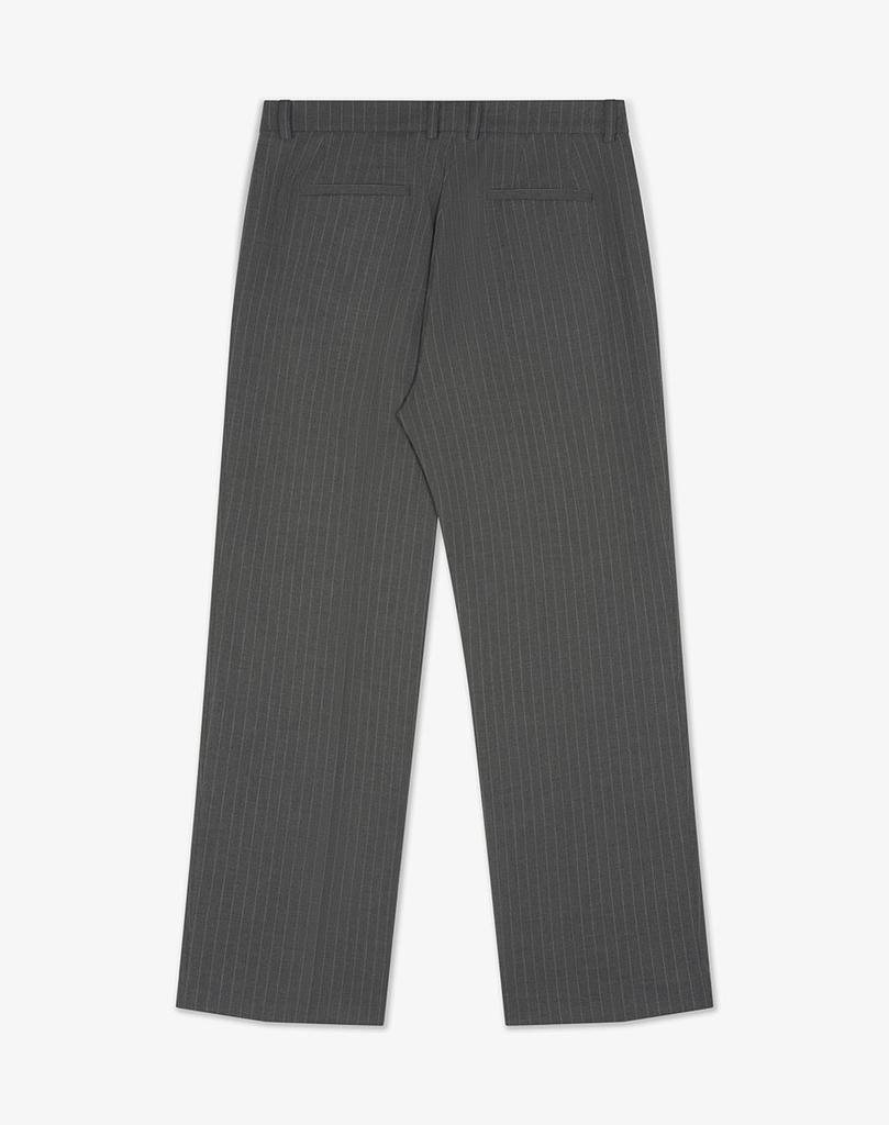 WORK ON BODY OFF Three-Tuck Semi-Wide Striped Slacks [Gray]