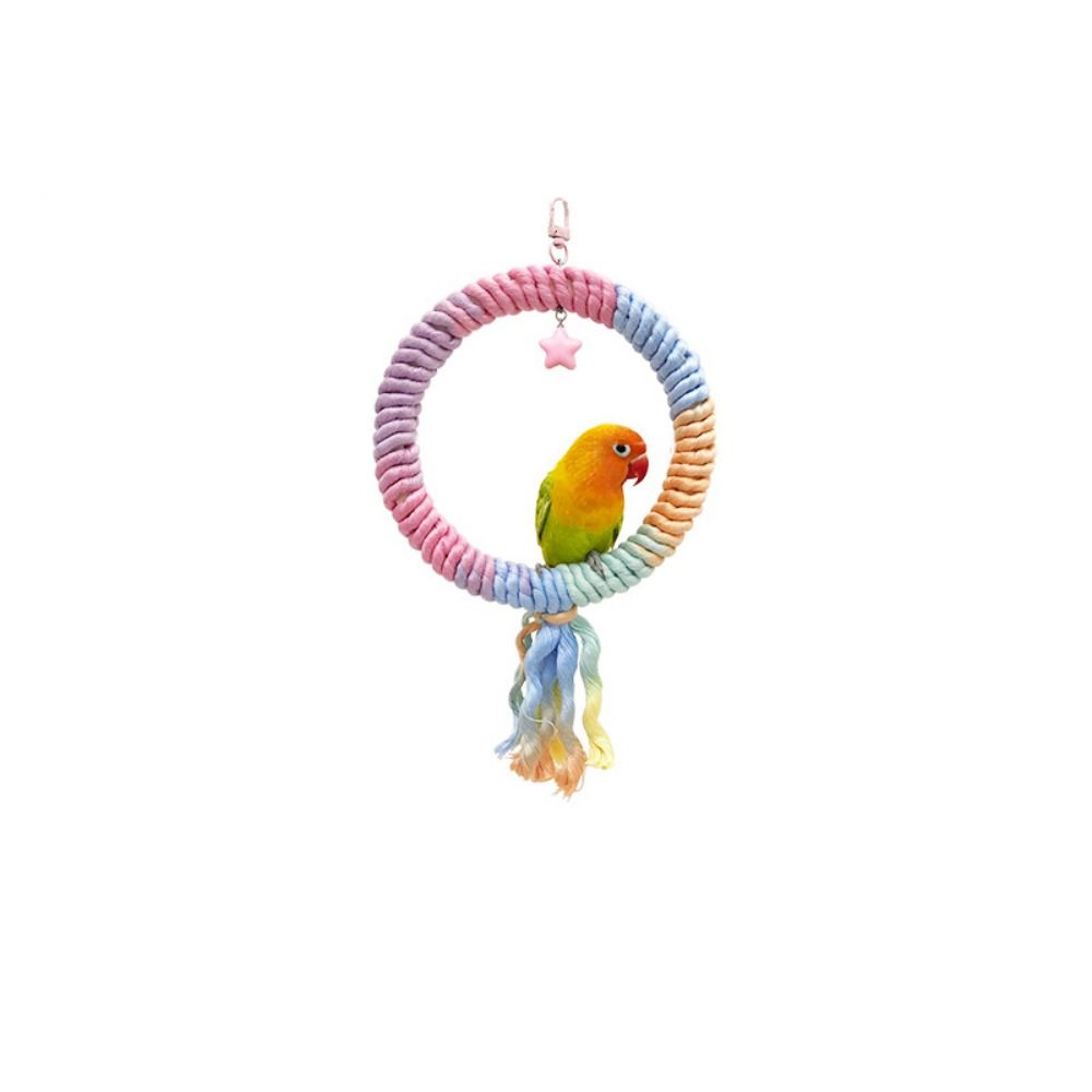 Screw Head Colored Cotton Parrot Pole Flexible Hanging Clip Swing Colorful Perch Rotating Sturdy Parrot Standing Woven Rope