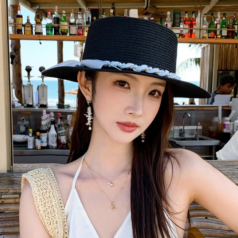 Summer Straw Hat With Wide Brim For Beach Vacation And Sun Protection