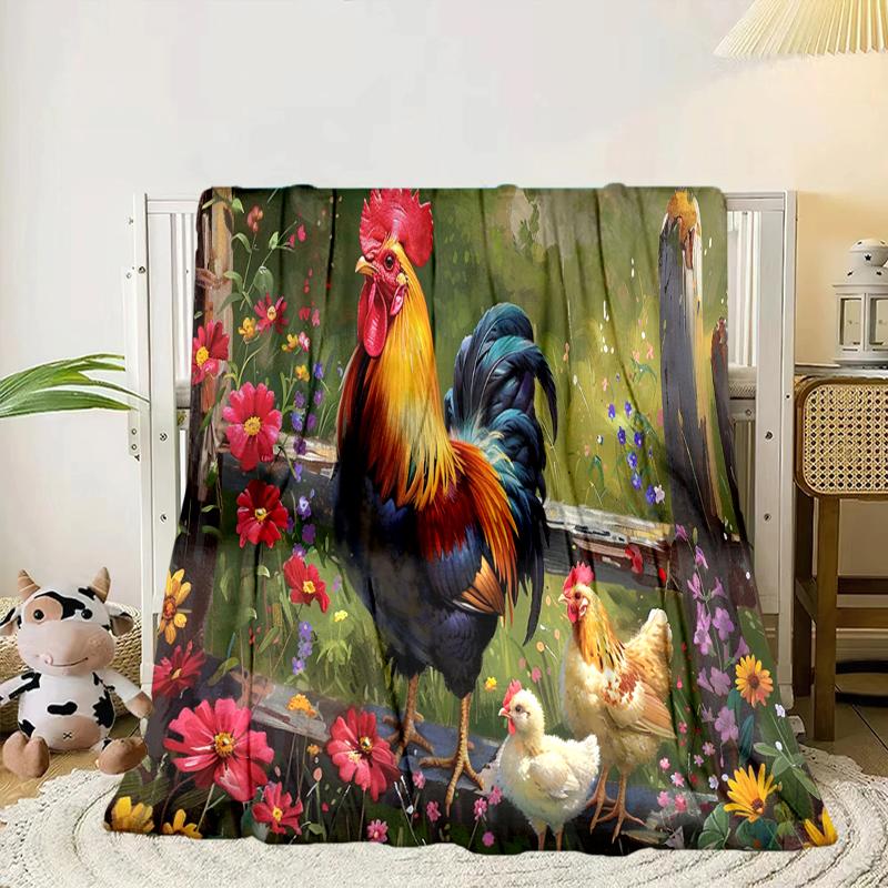 Hahn Im Vintage-Garten Decke Flanelldecke Überwurfdecke Sofabezug Decke Weiche Premium-Decke Picknickdecke Fernsehendecke Geschenke