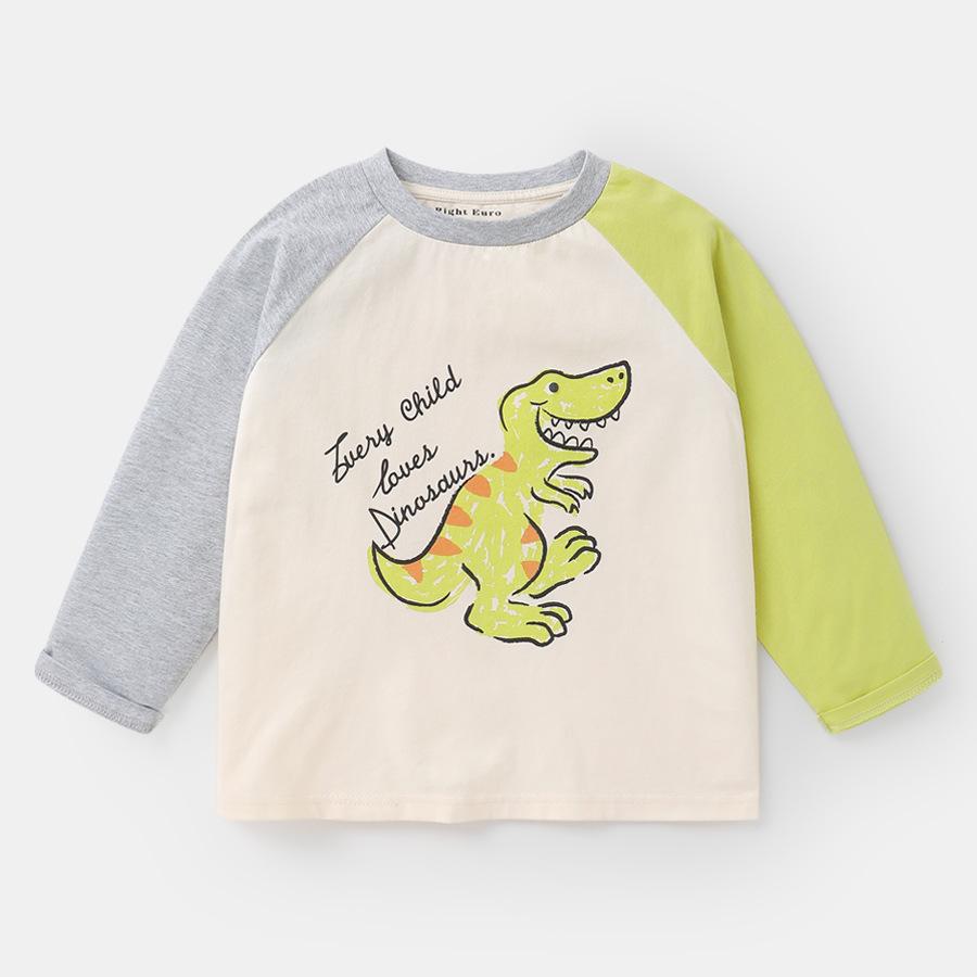 Boys' Striped Long-Sleeve Antibacterial Cotton T-Shirt