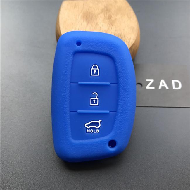 ZAD 3 button silicone rubber car key case cover holder set for hyundai tucson mister ix35 solaris i25 i30 accent smart key case