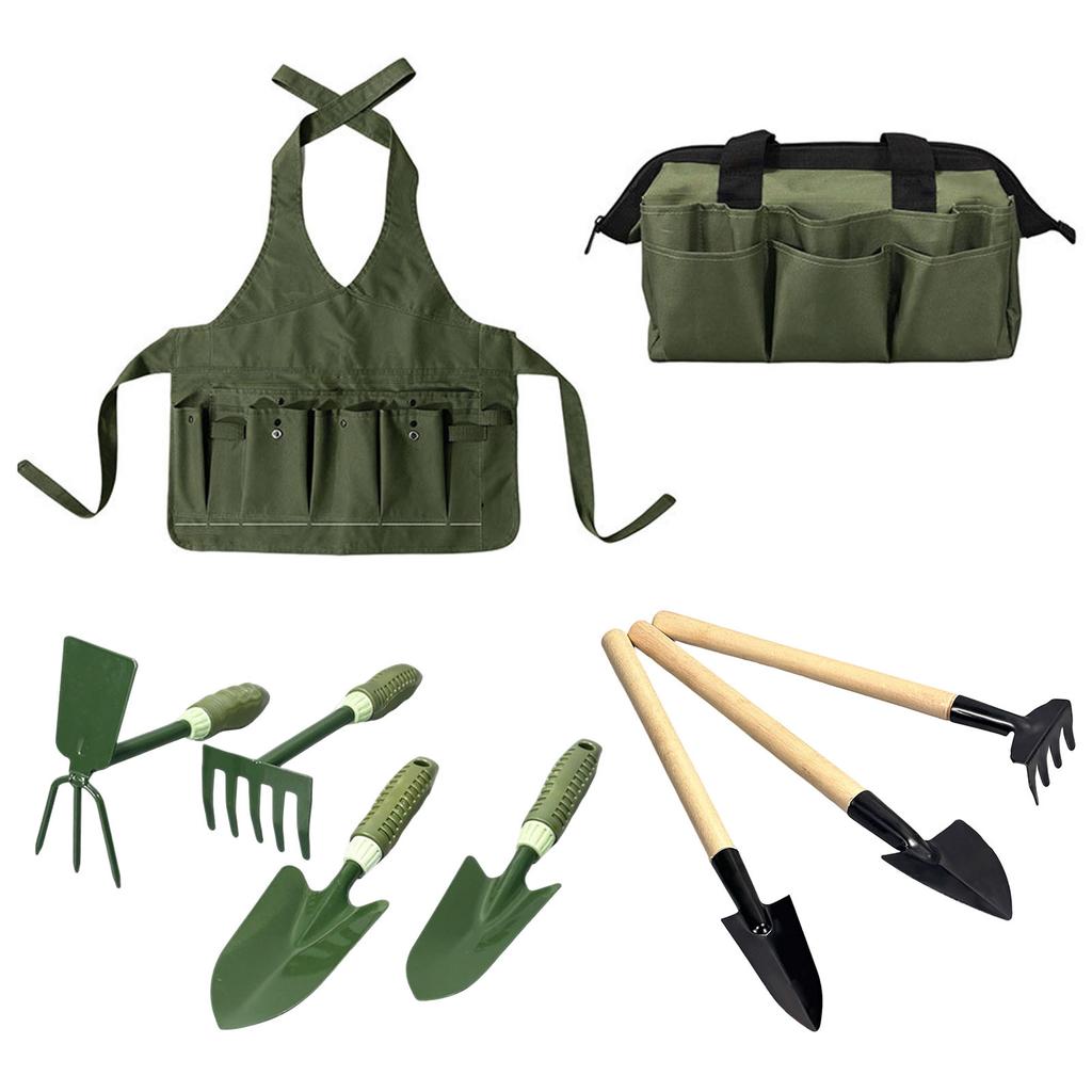 9-Piece Garden Tool Storage Apron with Multiple Pockets Gardener Apron for Women and Men Harvesting Picking Weeding