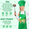 Kid Apron and Chef Hat Set - R HORSE 2Pcs Adjustable Children Green Kitchen Apron, Dress up Role Play Chef Toy Cooking Baking Painting and Training