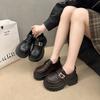 Korean Version of Platform Soft Leather Loafers for Women's Spring and Summer 2025 New Versatile Small Height Increase with Skirt Small Leather Shoes