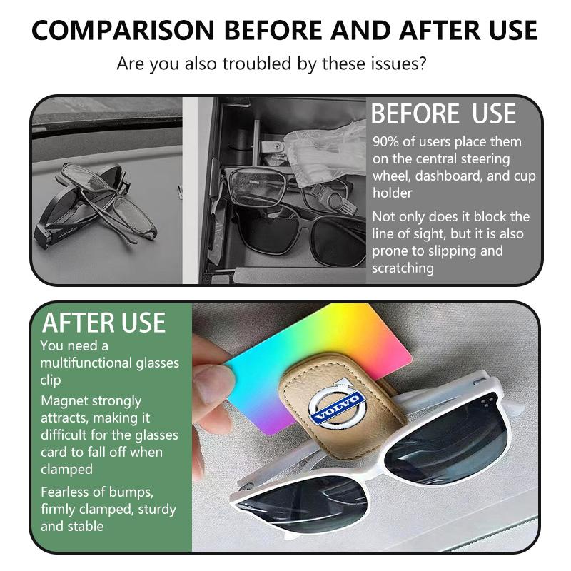 For Volvo Car Sunglasses Holder Sun Visor Glasses Clip Auto Accessories V40 V60 C30 C70 S60 S80 S90 XC40 XC60 XC70 XC90 T6