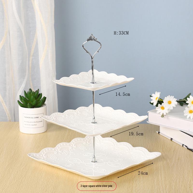 Trzypoziomowy europejski stojak na ciasto do popołudniowej herbaty - Kreatywna wielowarstwowa plastikowa taca na desery i talerz na owoce