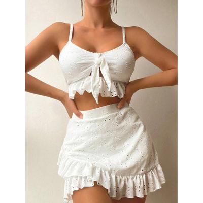 2024 3pack Swimwear Women Bikini Swimsuit With Beach Skirt Knot Bathing Suit Beachwear Ruffle Two-Pieces Bikini Set Biquini