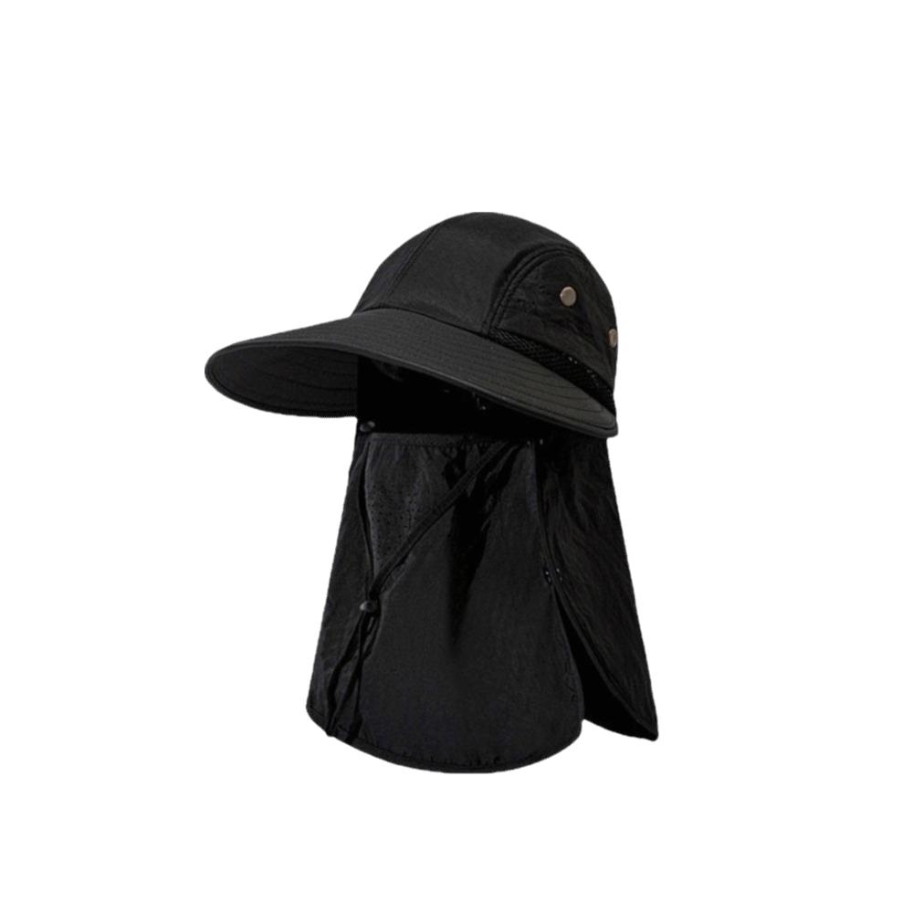 

Wide Brim Neck Flap Sun Hat Breathable UV Protection Cap Trendy Fishing Hat Hiking чёрный