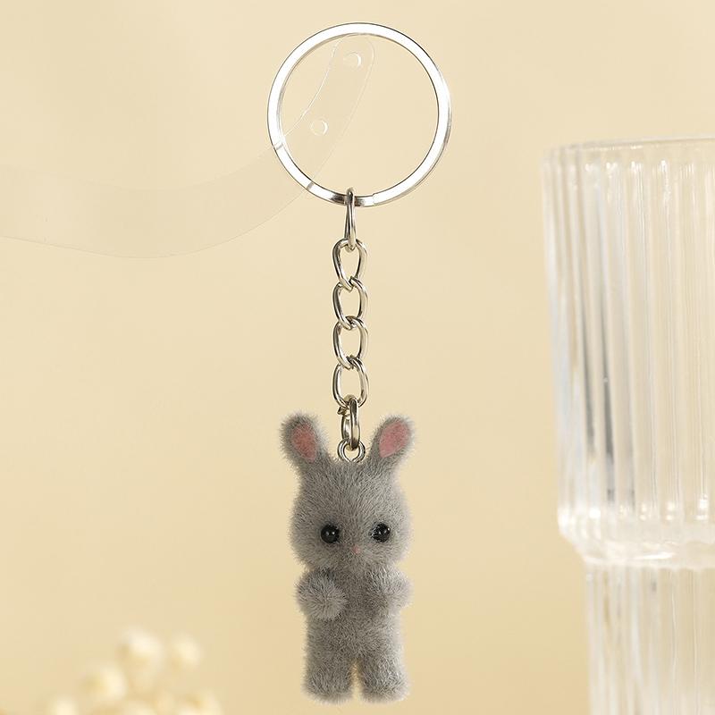 3D Cartoon Beflocktes Kaninchen Schlüsselanhänger Damen Herren Autoschlüssel Rucksack Dekoration Kawaii Tier Schmuck Kinder Mädchen Spielzeug Geschenke