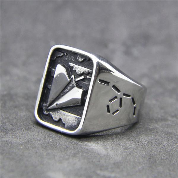 Drop Ship Size 7~13 Cool Paper Plane Ring 316L Stainless Steel Jewelry Fashion Paper Plane Ring 7