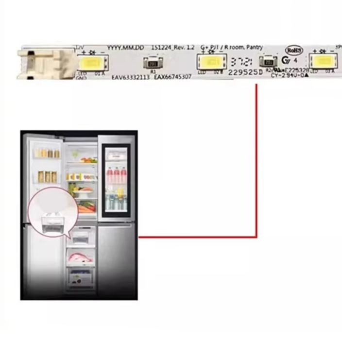 1Pcs LED Light Strip For LG Refrigerators F521SN71 DC12V Refrigerator Light Strip Refrigerator Replacement Parts