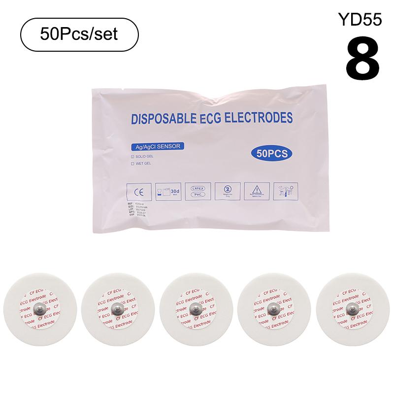 Multi Sizes Adult 50 PCS White Non-woven Fabrics Disposable ECG Electrodes Medical Electrode Patch Nonwoven ECG Electrode Pads