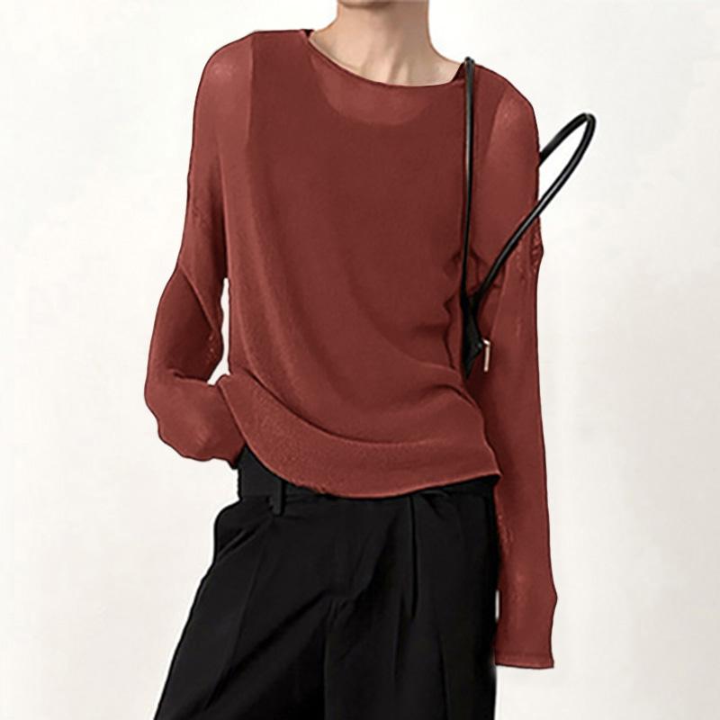 INCERUN Bărbați de primăvară cu mânecă lungă Topuri goale Casual See Through Pulovere tricotate