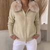Cardigan lavorato a maglia da donna con zip e colletto per Autunno Inverno