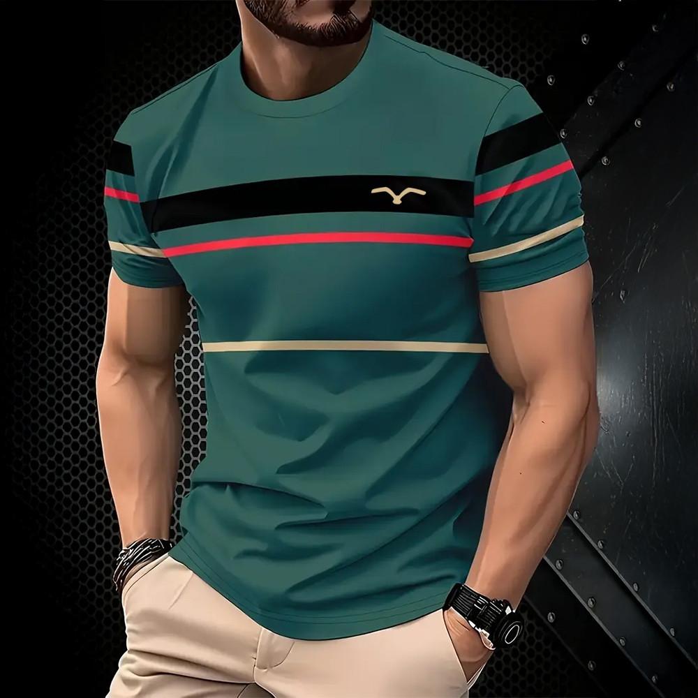 Fashionable men's T-shirt summer outdoor casual round neck short sleeved top
