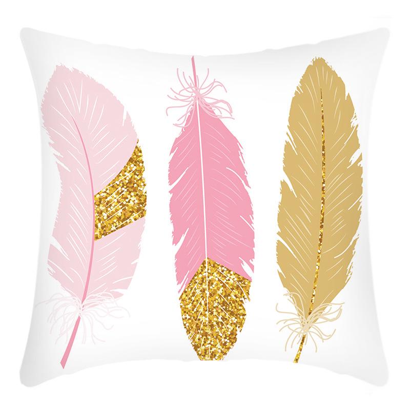 New Light Luxury Feather Letter Print Printed Cushion Home Sofa Cushion Cover