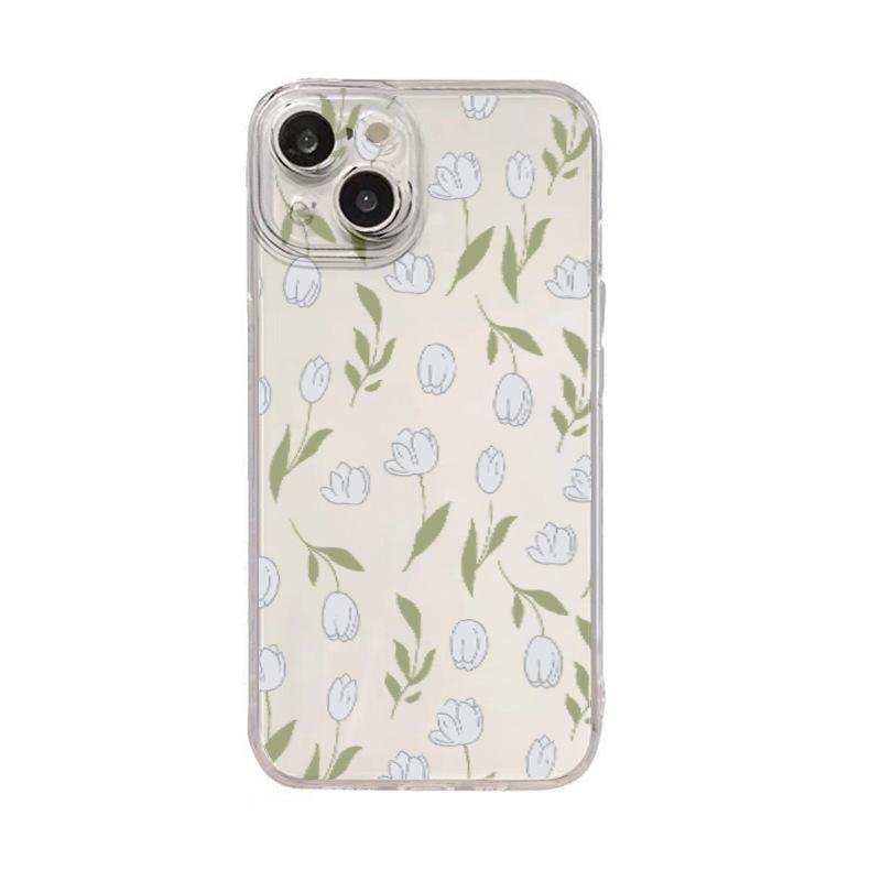 Simple ins wind tulip suitable for 17/16pro apple 15pm mobile phone case iphone13 transparent soft case 14p