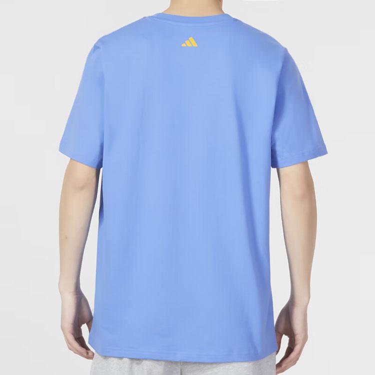 Adidas Cartoon Print Round Neck Short Sleeve T-Shirt Men Tops Blue IC1871