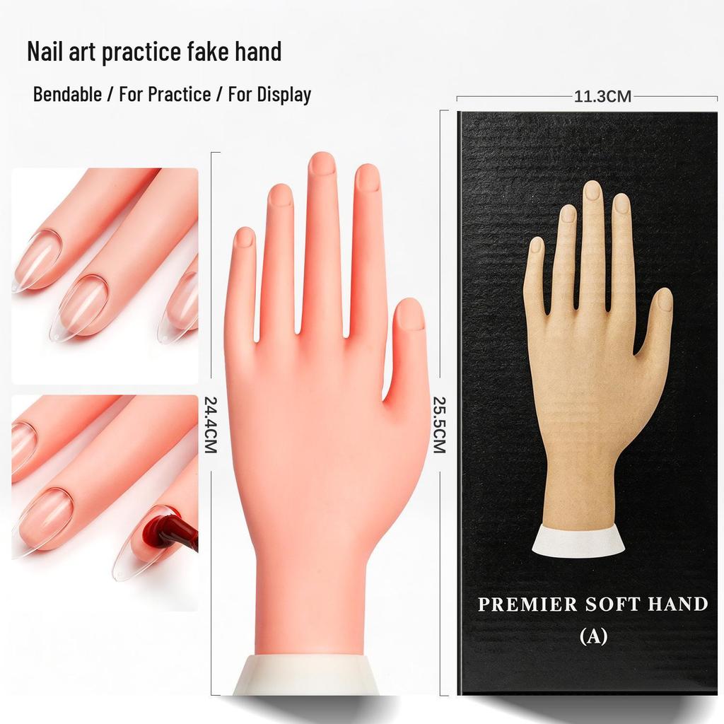 Left-Handed Nail Practice Model for Beginners: Insert Fake Nail Tips for Gel Polish Display and Simulation.