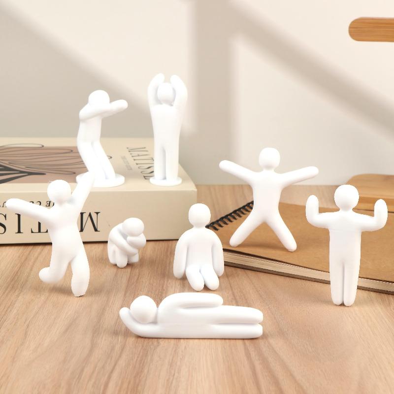 3/8Pcs 3D Printed Human Figurine Ornament Diy Paintable Mini Human Figure Statue Model For Desk Decorative Display Toys