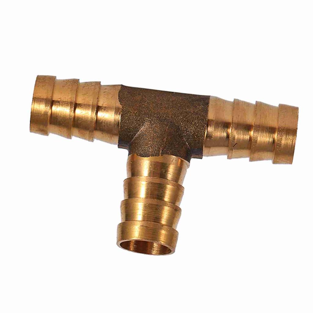 Brass T Piece 3 Way Fuel Hose Joiner Connector 12mm For Compressed Air Oil Gas Pipe