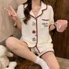 Korean-Style Cute Cat Pajama Set: Sweet Short Sleeve & Shorts for Women